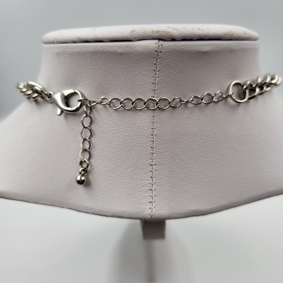 Chunky Silver Multi-Layer Silver Statement Necklace - Picture 9 of 9